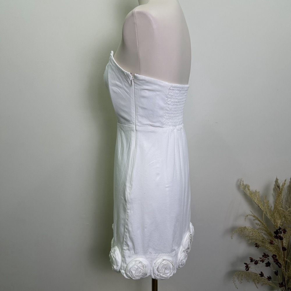 BHLDN by Anthropologie Size XS White Strapless Dress 3D Floral - Picture 6 of 11